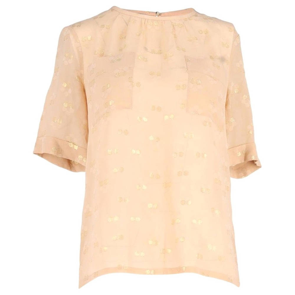 Marc by Marc Jacobs Sheer Blouse with Gold in Pink Silk Peach
